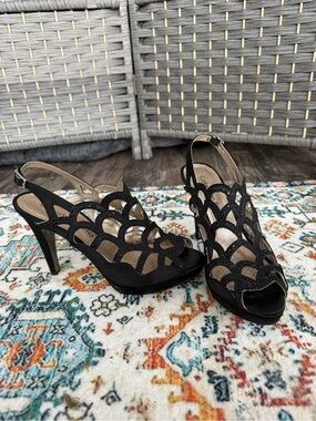 Steve Madden Glittery Black Cutout Slingback Heels
